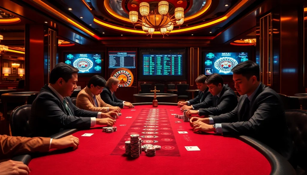 Nếu như vậy bám vào đây enhances the excitement at a high-stakes poker table in a luxurious casino.