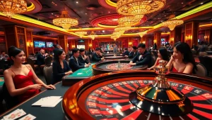 Gamblers engaging with exciting games at the casino, representing https://mm88.team/ in a vibrant gambling scene.