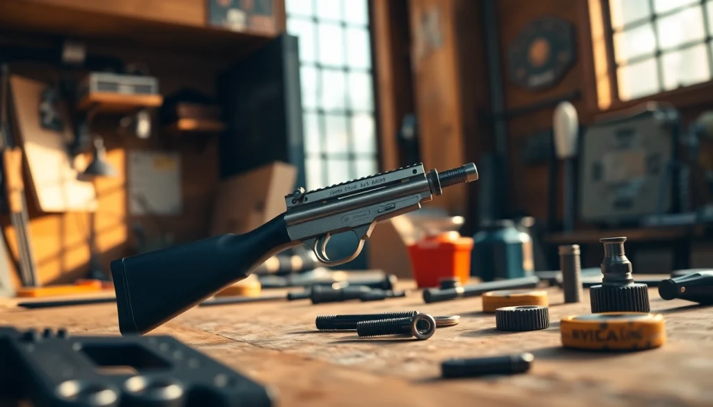 Showcase of graves alamo 15 trigger on a workbench, emphasizing its quality and precision.