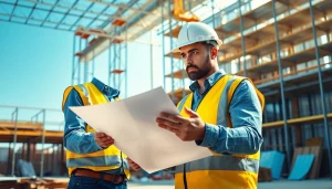 Engaged construction professional analyzing plans for the Southern California Contractors Association project.