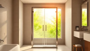 Elegant glass shower doors enhance a modern bathroom, showing clarity and sleek design.