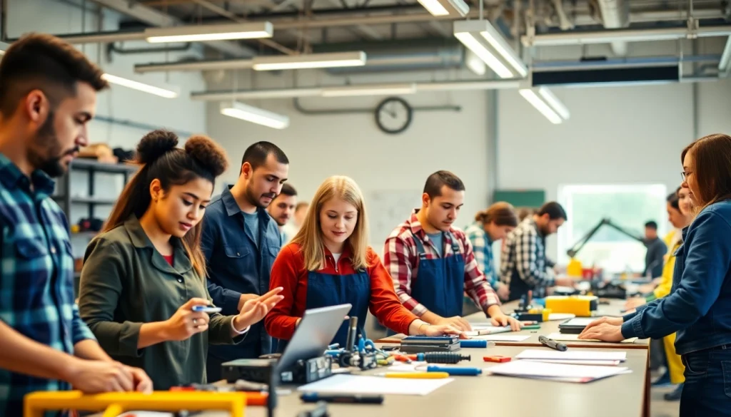 Students learning at a Trade School Knoxville TN with hands-on training and collaboration.