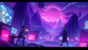 Vibrant scene depicting a hentai game with anime characters in action.