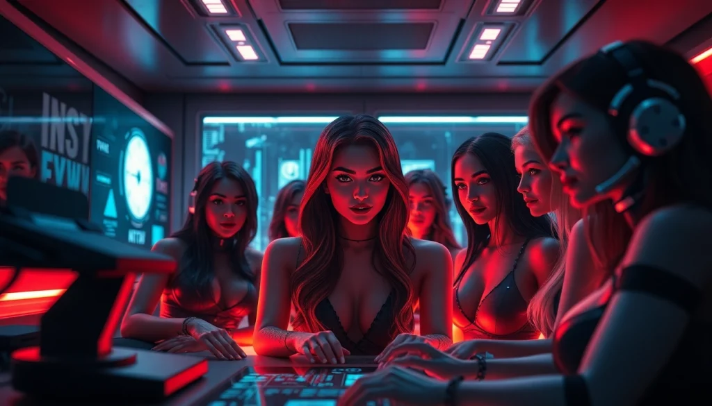 Engage with NSFW character AI in a futuristic virtual chat room, featuring immersive avatars.