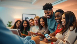 Search OnlyFans profiles on a digital interface with a diverse group enjoying the platform.