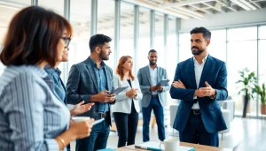 Empowered team engaging in a business coaching service discussion for strategic growth.