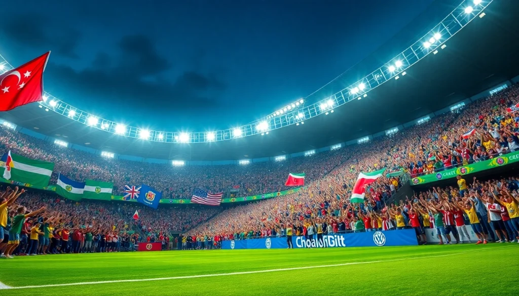 Engage with ตารางพรีเมียร์ลีก in a lively football stadium filled with cheering fans and team spirit.