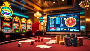 Découvrez l'excitation du casino en ligne Français avec une interface de jeu en ligne élégante et un setup de poker.