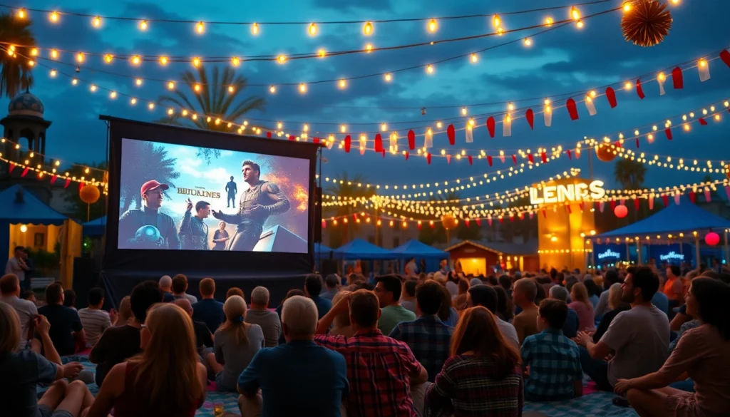 ดูหนัง ที่งานเทศกาลหนังกลางแจ้งพร้อมผู้ชมที่ตื่นเต้น