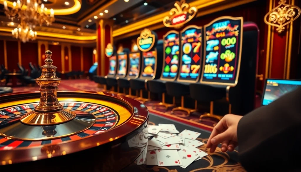 Expérience de jeu en ligne passionnante dans un luxueux casino en ligne Français, avec de la roulette et des machines à sous.