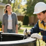 Septic pumping by a trusted local service provider in a clean residential setting.
